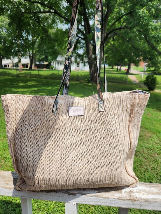 Victoria's Secret Handbags - Victoria's Secret Tote Shoulder Beach Woven Straw Weekender Bag 2020 Ltd Edition
